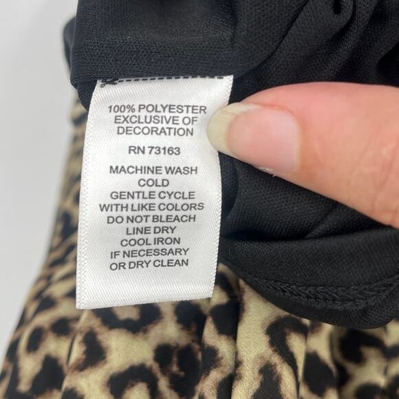 Spense Leopard Dress Sz 4 Y2K Flare Sleeve Glam party Clubwear Smocked Statement - Picture 9 of 10